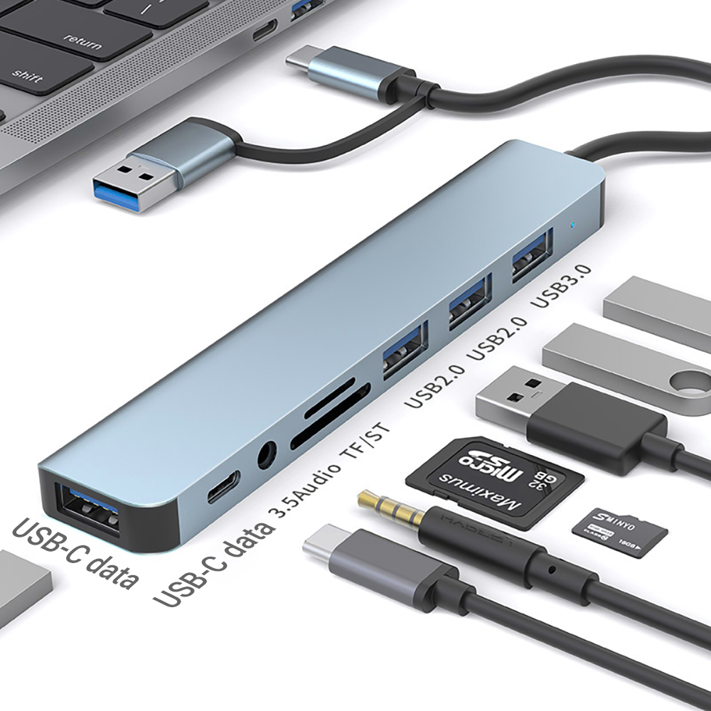 Laptop Accessories You Need - Многофункциональная док-станция USB 9-в-1 с двумя